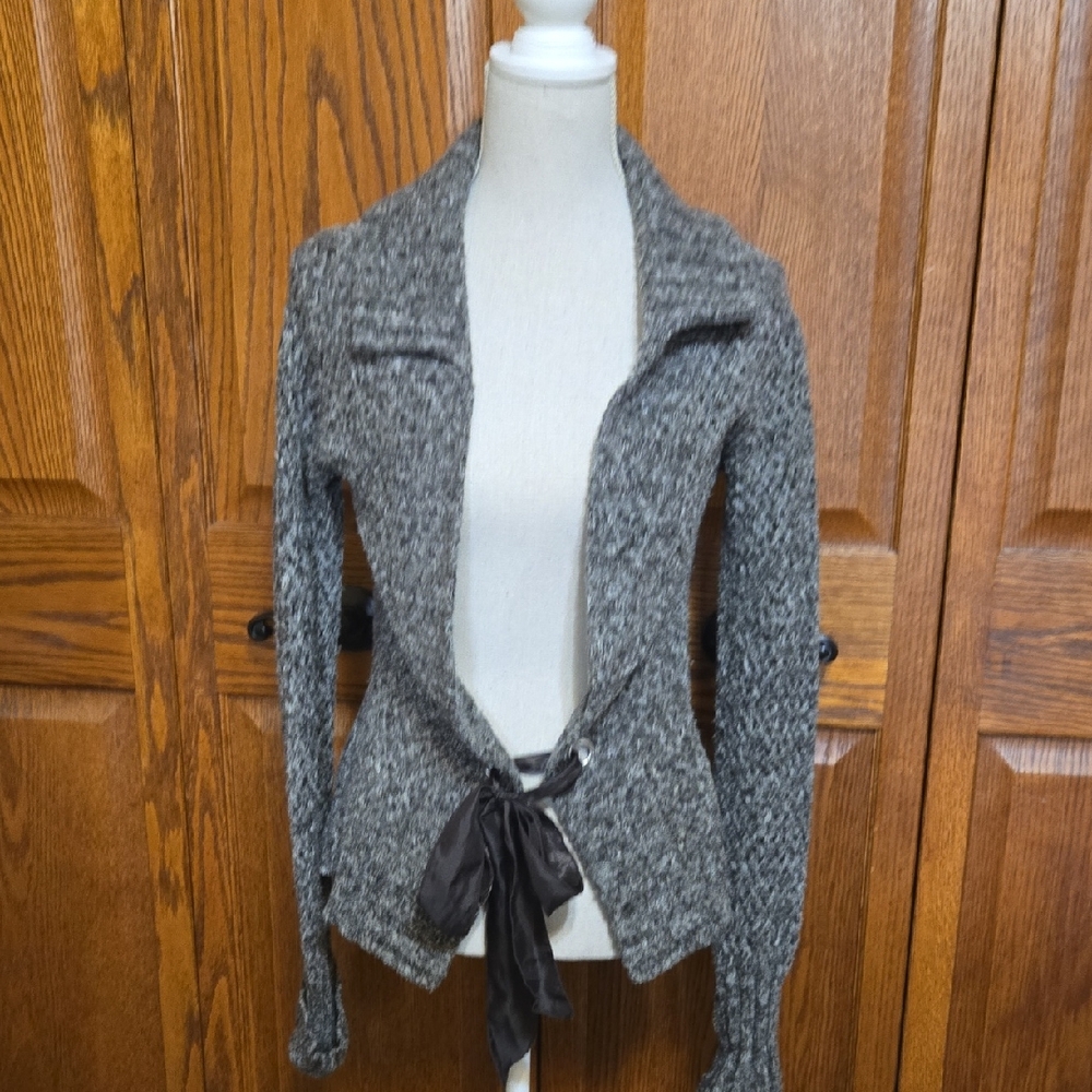 Brown Women's Sweater with Tie Detail